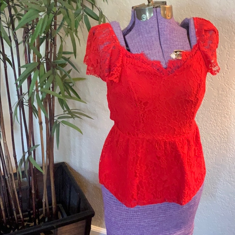 Red lace top